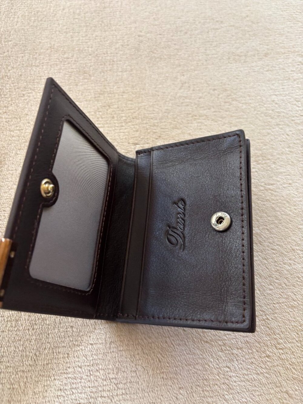 Mini snap wallet brown card holder